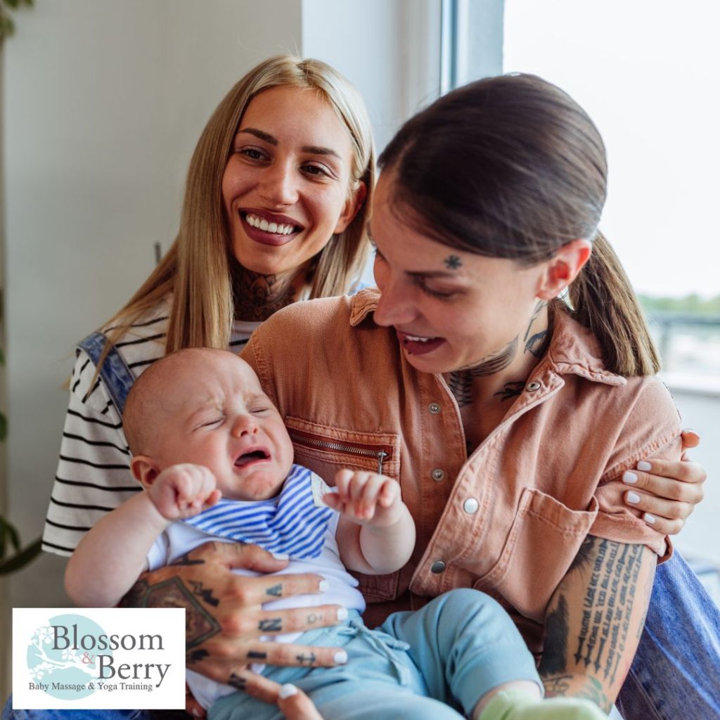 LGBTQ+ parents attending an inclusive baby massage class